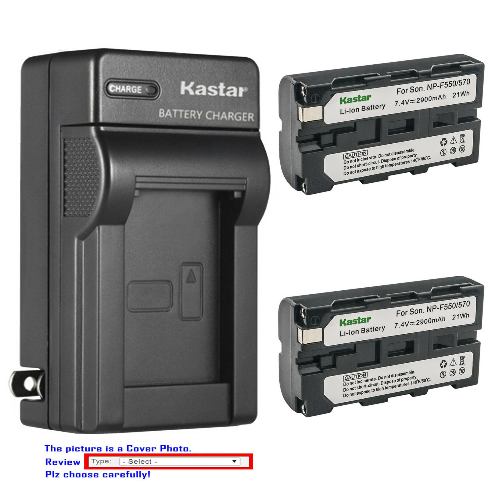 Kastar Battery Ac Wall Charger For Sony Np-f330 Np-f550 Np-f570 & Sony Bc-vm50