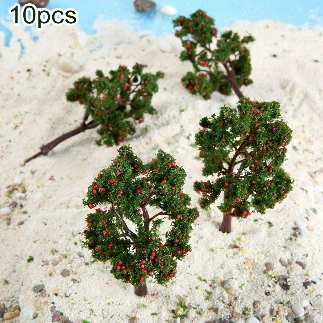 Pack Of 10 Scenery Landscape Model Red Fruit Model Trees Plastic 110mm