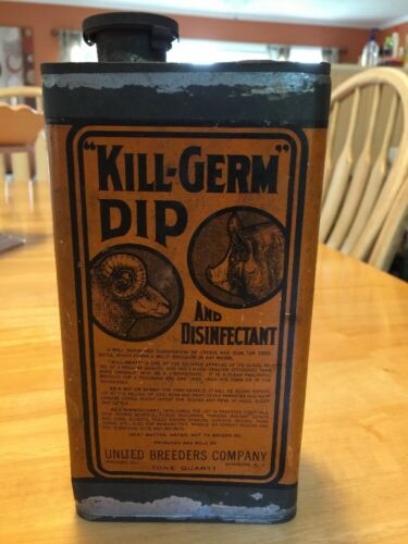 Antique Can Kill Germ Dip And Disinfectant One Quart Very Rare Can