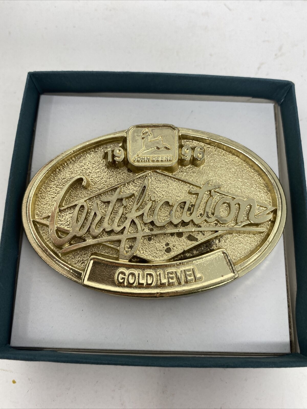Vintage John Deere 1996 Gold Level Certification Belt Buckle Dealer Only