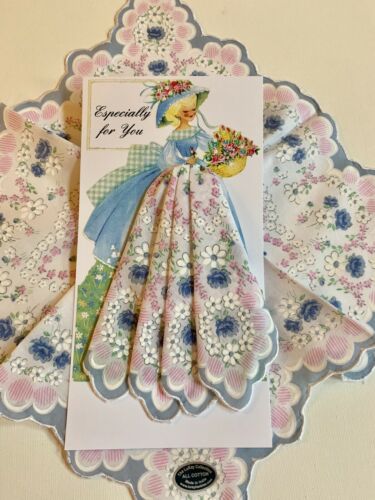 Charming New Floral Pastel Pink & Blue Handkerchief Gift Card - All Occasion