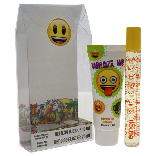 Whazz Up By Emoji For Kids 2pc Mini Gift Set 0.34oz Rollerball Perfume 0.85oz Sg