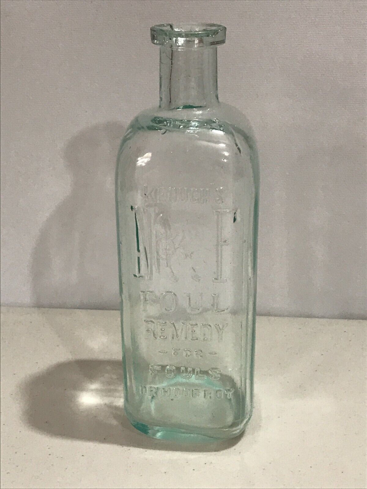 Vintage Antique Glass Bottle Keough's Foul Remedy For Fouls Or Hoof Rot