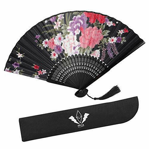 Pfca Folding Fans Handheld Silk Sleeve For Protection For Women Scent Bamboo ...