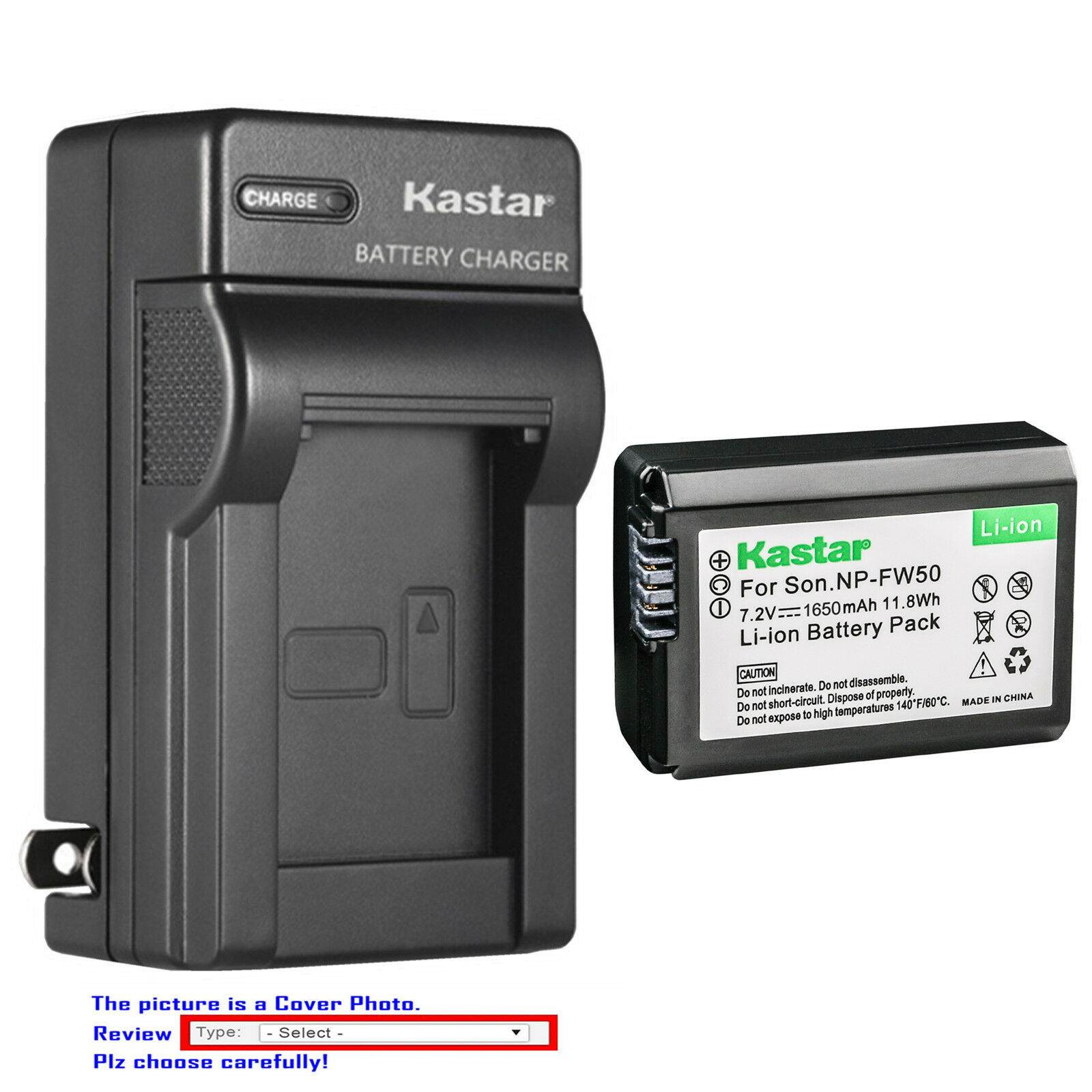 Kastar Battery Ac Wall Charger For Sony Np-fw50 Bc-vw1 & Ilce-6000 Alpha A6000