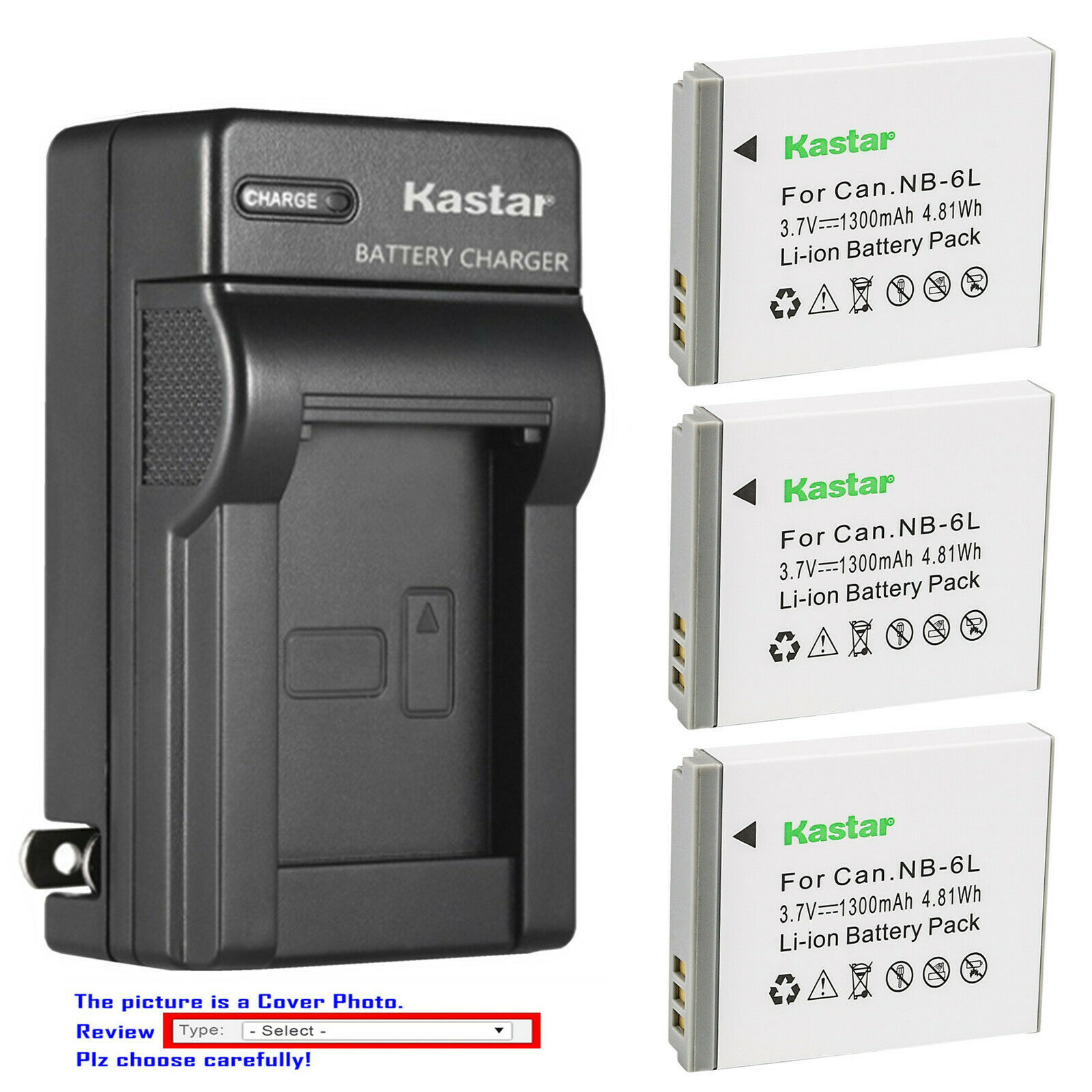 Kastar Battery Wall Charger For Canon Nb-6l Nb6lh Cb2ly Canon Powershot Sx530 Hs