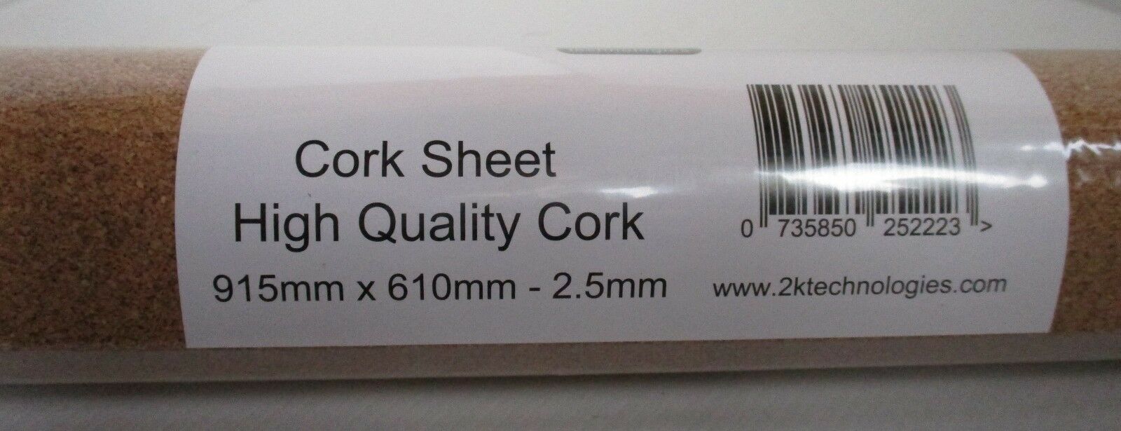 2kcork25l- 2 X 2.5mm X 915mm X 610mm High Quality Cork Sheet Roll Baseboard Bed