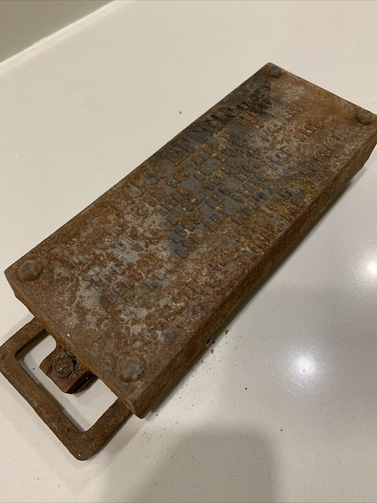 Antique Metal Brick Mold Log Liter Heavy Authentic