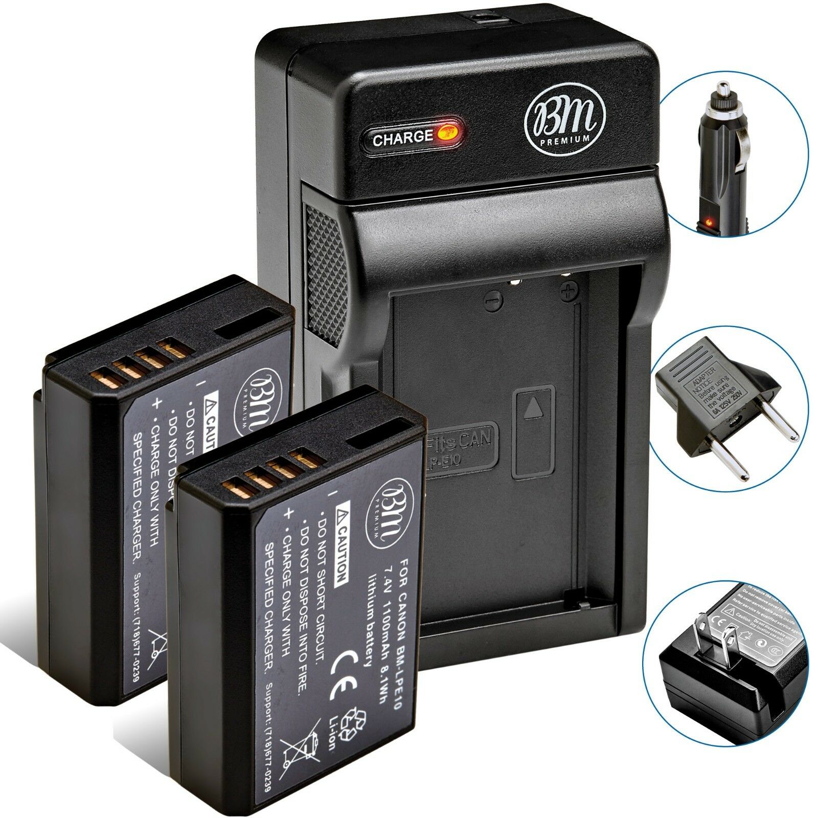 2 Pack Lp-e10 Battery + Charger For Canon Rebel T3, T5, T6, T7, Eos 1200d, 1300d