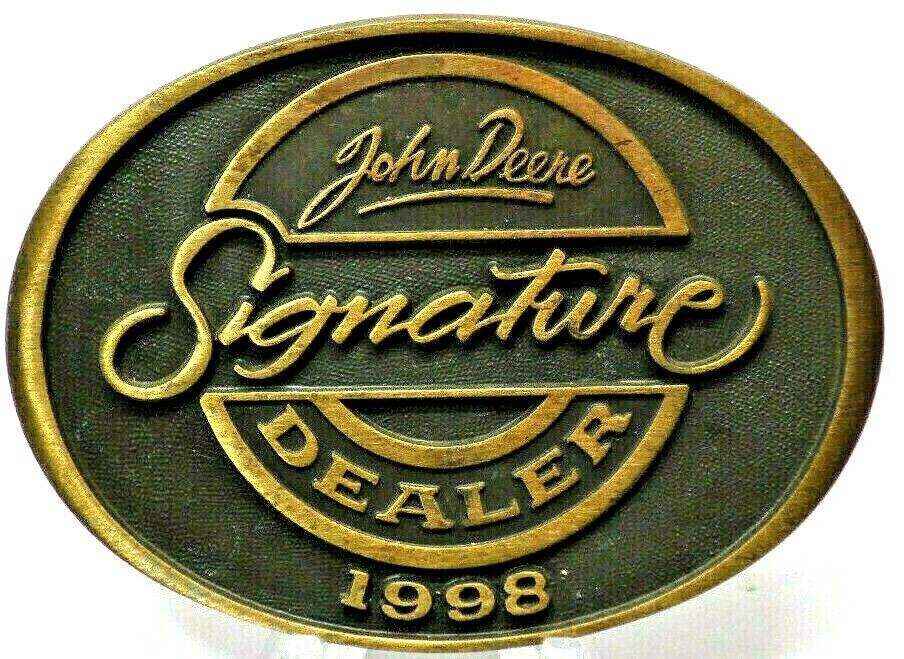 John Deere Belt Buckle 1998 Advertising Buckle Signature Dealer  D5